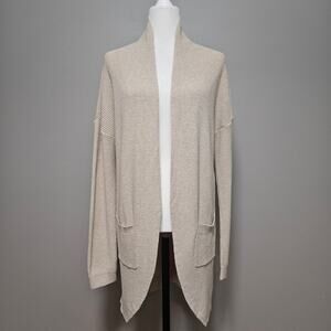 BP Cardigan Sz M Oatmeal Beige Longline Fisherman Cozy Layering Cottagecore